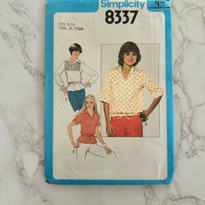 Vintage Simplicity 8337 Sewing Pattern Teen Blouse Top Size 11/12 Retro 1970s